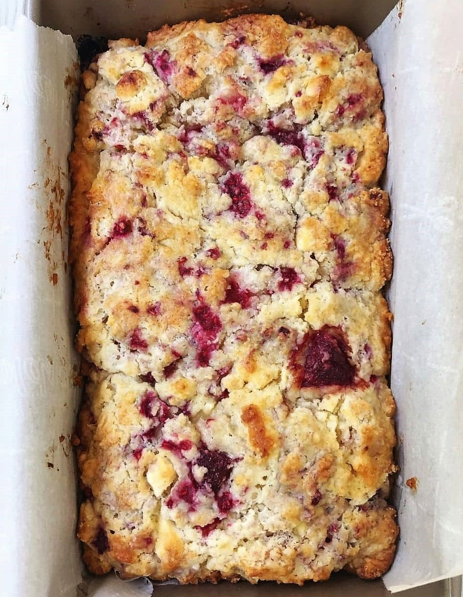 Raspberry Dark Chocolate Marzipan Scone Loaf