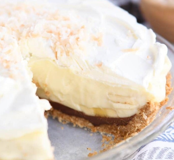 Black Bottom Banana Cream Pie with Sour Cream Whipped Cream