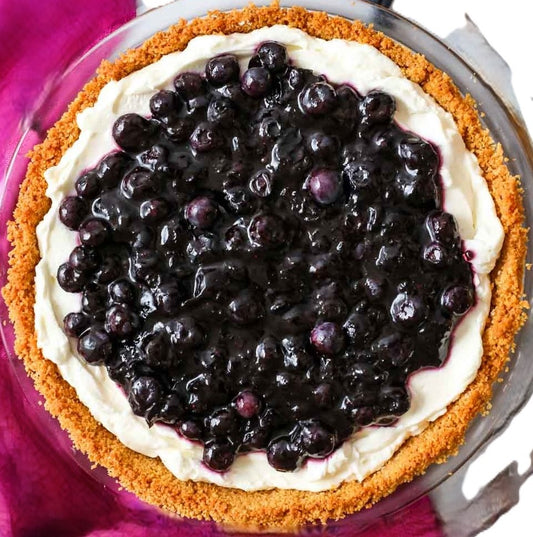 Pie Lovers Pie-of-the-Month Club! Our July Pie is Ontario Blueberry Cheesecake Pie with a Sugar Cookie Crust