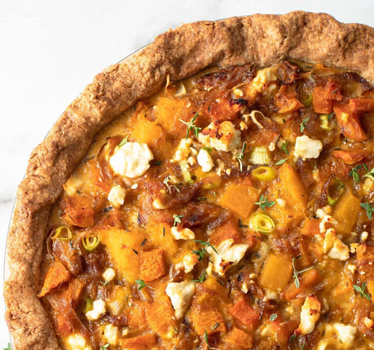 Butternut Squash & Red Onion Fondue Pie with Pickled Chiles