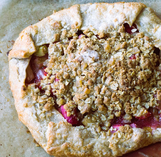 Strawberry Rhubarb Galette with Almond Brown Butter Crumble